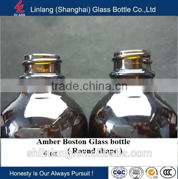Boston Amber Glass Bottle 4oz photo-3