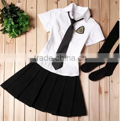 2015 New Fashion School Girl Sex Blouse Skirt Dress photo-2