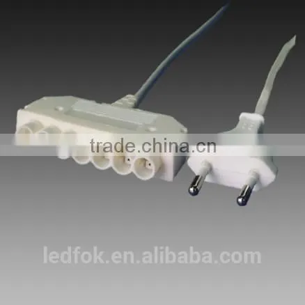 uk 3 Pin to Europe 2 Pin Adaptor Plug Output Led Electrical 2 Pin Male Plug Cable Connectors White With Euro Socket photo-3