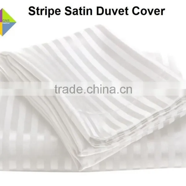 100% Cotton Stripe Satin Duvet Cover Bleached and Dyed