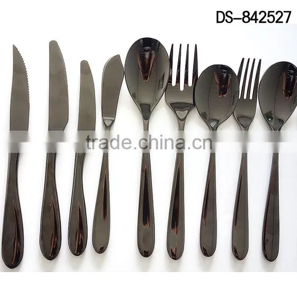 Best Sale Black Titanium Design With Cloth Wheel Light Cutlery Set photo-3