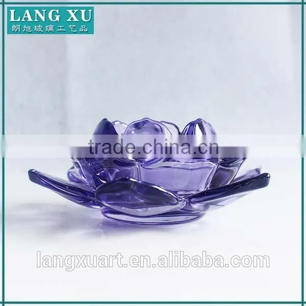 LX-Z148 Crystal Clear Tealight Lotus Flower Candle Holder Wholesale photo-3