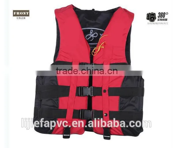 inflatable llife jacket, red life vest made of super diving cloth