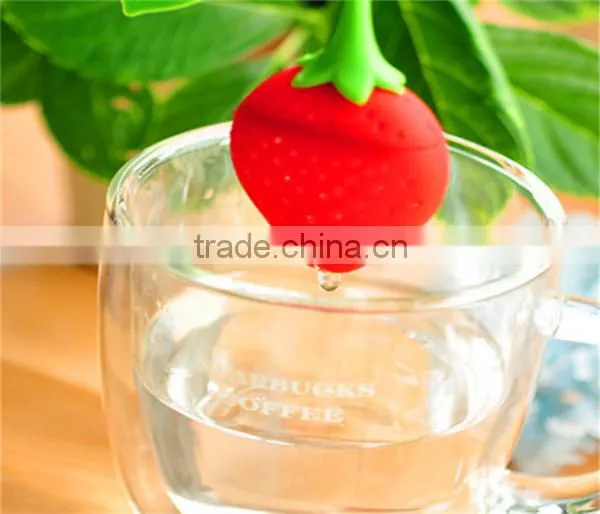 Reuseable Foof Safe Silicone Red Strawberry Shape Tea Leaf Bag Holder Punch Filter Tea Infuser photo-4