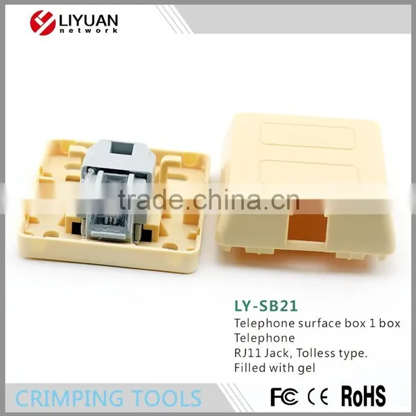 LY-SB21 Telephone Rj11 Rj45 Wall Surface Mount Telephone Cable Junction Box Filled With Gel