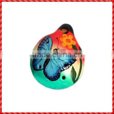 Colorful Ceramic Ocarina With Blue Butterfly