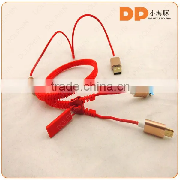 OEM Logo and Package Sync and Charging Zipper Usb Cable Metal Shell 2 in 1 Usb Charger Cable photo-5