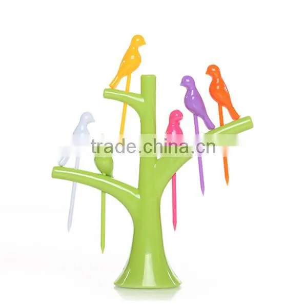Wholesale Lovely Small Birds Plastic Fruit Fork With ABS Material Manafacturer Zhejiang photo-3