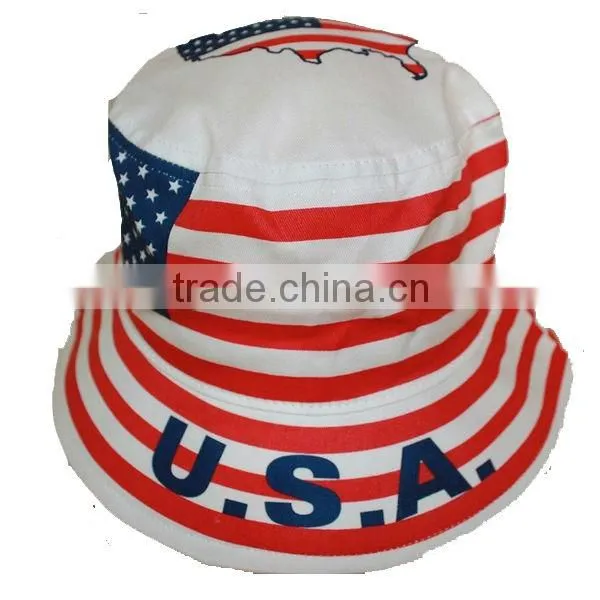 100% Cotton Custom American Flag Bucket Hat photo-2
