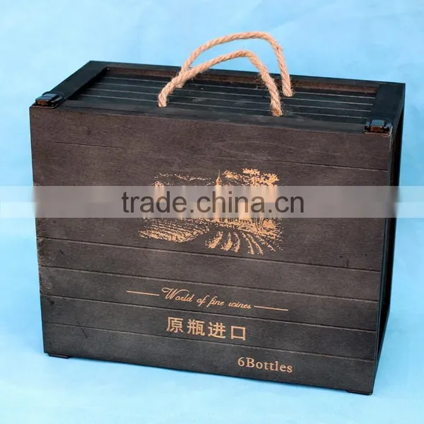 The Chinese Factory Wholesale Custom Luxury Boxes, Wooden 6 Bottles of Red Wine Champagne Beautiful Gift Box photo-4