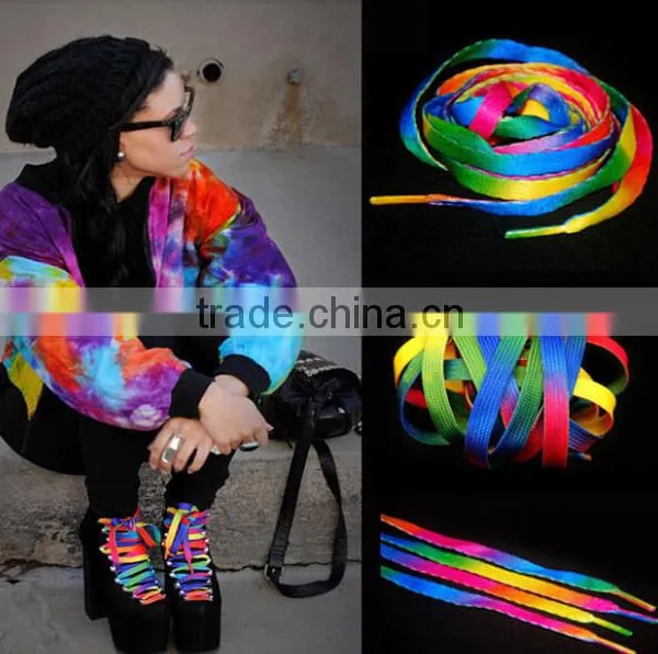 High Quality Polyester Rainbow Flat Shoelace photo-5