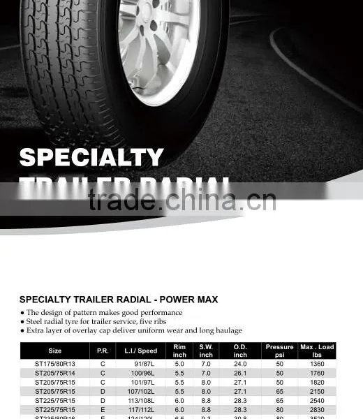SURETRAC BRAND SPECIALTY TRAILER RADIAL--POWER MAX--STR 225/75R15 photo-2