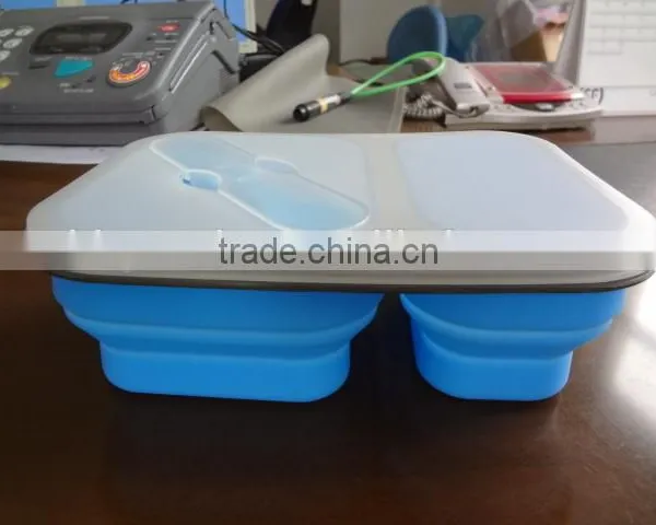 Hot Sell 2 Compartment Silicone Lunch Box,promotional Silicone Collapsible Lunch Box photo-6