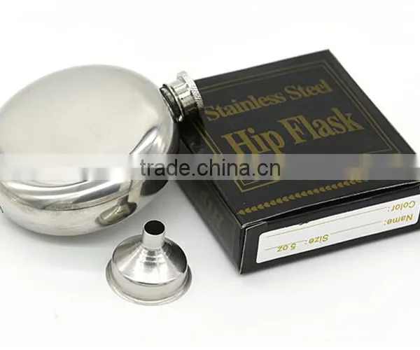 5 OZ Mirror Stainless Steel Flagon / Stainless Steel Hip Flask / Stainless Steel Wine Bottles (with Small Funnel) photo-6
