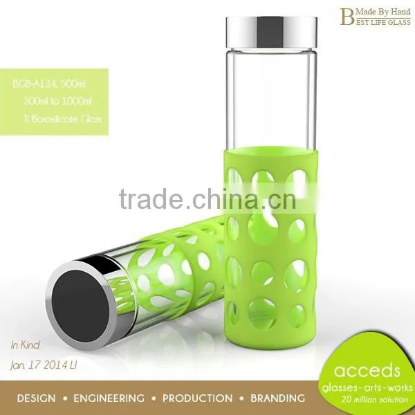 Sporting Goods Hand Blown Pyrex Glass Hot Sports Water Bottle photo-4