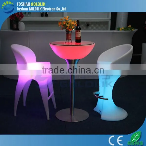 GLACS Control Plastic Patio Furniture LED Lighting Bar Stools