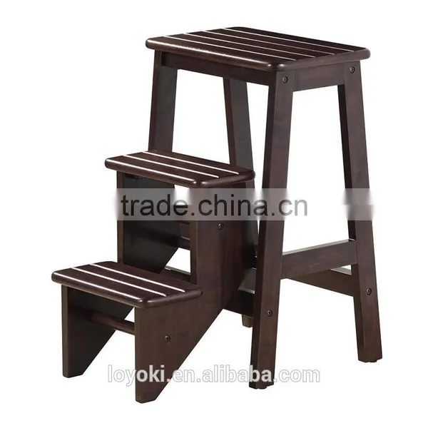 2016 New Beech Wood 3 Tier Folding Step Stool With Groove to Avoid Slip Ladder Step Stool photo-2