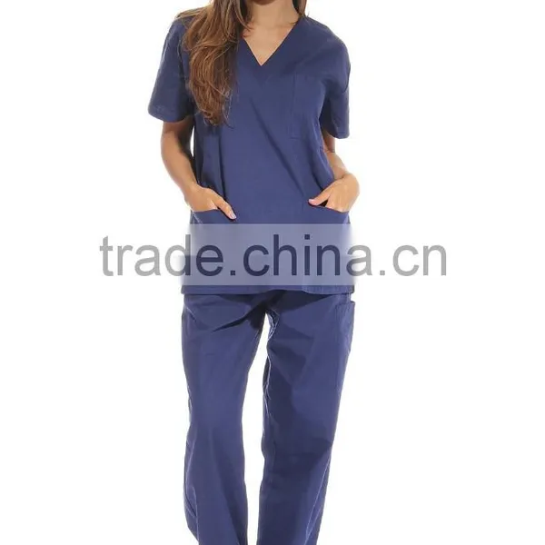 Women's Scrub Sets,Matching Top And Pants Solid Scrubs Medical Scrubs China Nursing Uniform With 6 Pockets Wholesale photo-3