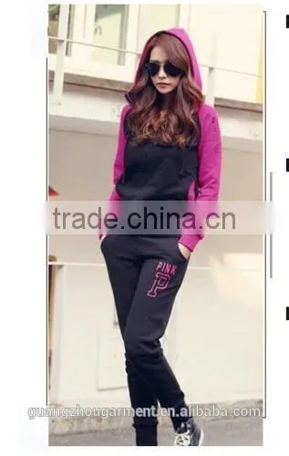 2pcs Suit Women Sport Tracksuit Outfits Zip Hooded photo-3