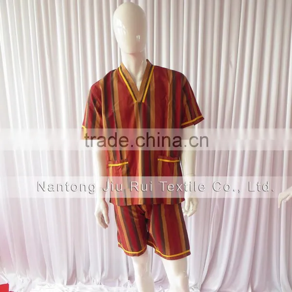 Orange/Red Stripe Sweat Steaming Clothes Elastic Waist Clothes Couples Pajamas Short Sleeve Top+Pants Pajamas for Sauna photo-3