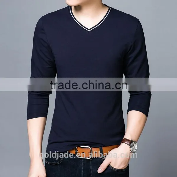 China Factory V Neck Blank Good Quality Long Sleeve Cotton Inner T Shirt In Bulk Sales photo-5