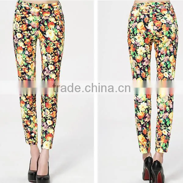 Ladies Clothing OEM/ODM Manufacturer 2015 New Style Floral Printed Female Trouser Casual Pant Women photo-2
