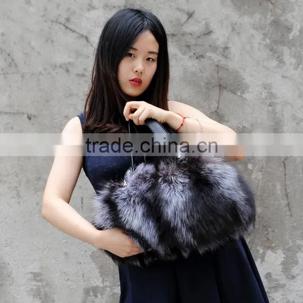 CX-H-17C Good Quality Wholesale Price Genuine Fox Fur Handbag Women Bags photo-2