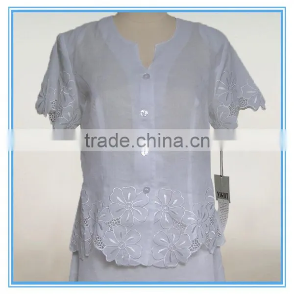 Womens 2 Pcs Embroidery Formal Skirt Suit for Spring and Summer photo-2