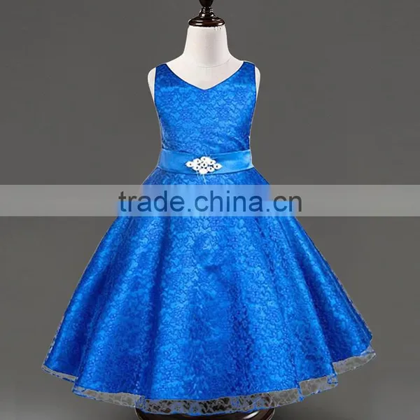 2015 New Stylish Kids Toddler Girls Princess Dress Sleeveless Polka Dots Bowknot Dress! 2 Color Top Quality Navy Blue White photo-4