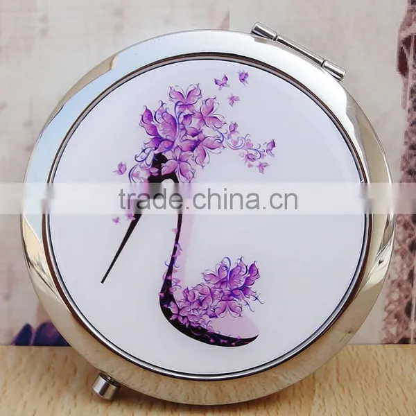 Dubaa Mother of Purple High Heel Shoes Design Double Magnifying Compact Cosmetic Makeup Hand Mirror photo-2