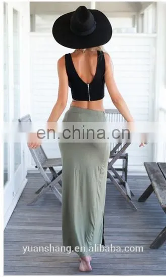 Simple Solid Color Long Fitted Maxi Skirt Wholesale photo-2