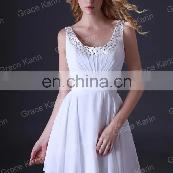 2015 Grace Karin Women's Special Occasion Bridesmaid Dress Middle Thigh Length White Formal Bridesmaid Dress CL3470 photo-3