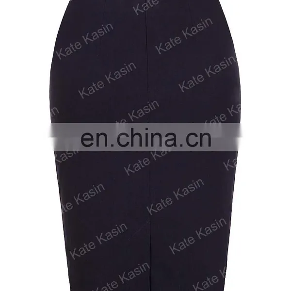 Kate Kasin Occident Women's Solid Color High Stretchy Hips-Wrapped Pencil Skirt 24" KK000277-1 photo-2