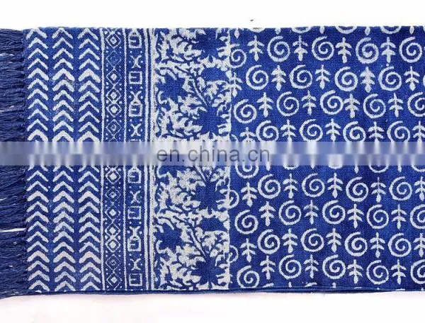 Indian 4 X 6 Ft Indigo Blue Cotton Block Print Accent Area Dhurrie Rug Flat Weave Hand photo-3