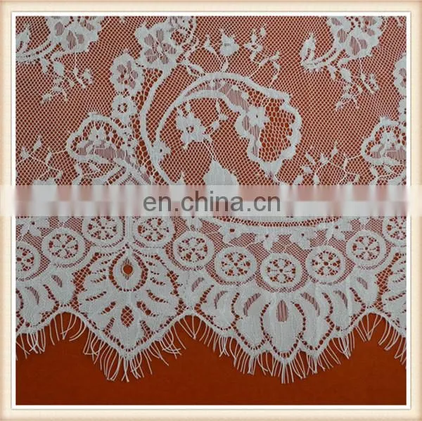 Fancy White Flower Design Bridal Lace Trim Eyelash Lace Fabric Wholesale photo-3