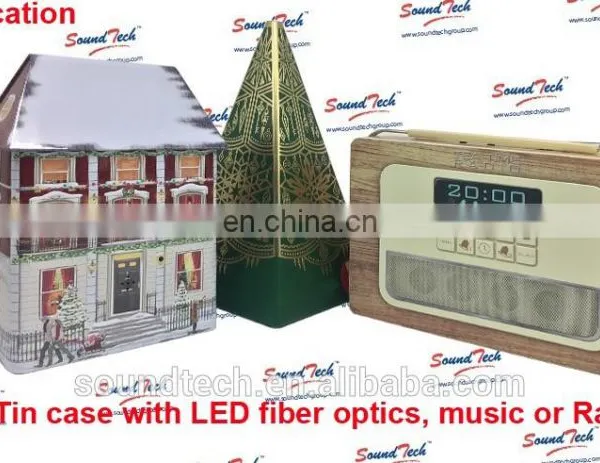 High Quality LED Fiber Optics Light up Christmas Musical Tin Can photo-5