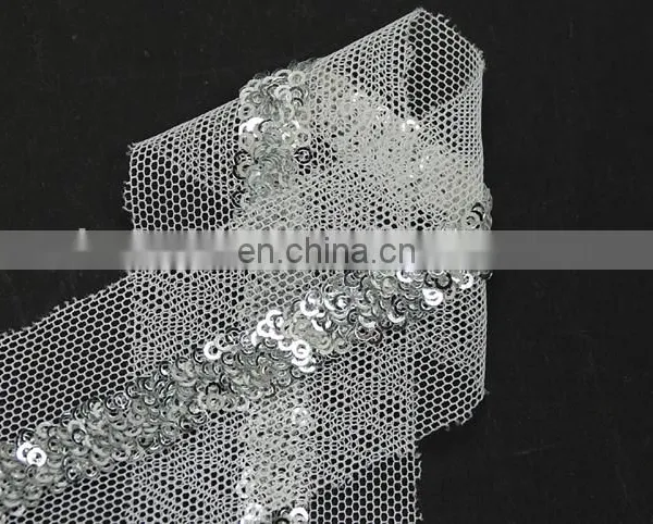 Beautiful Italy Design Sliver Sequin Mesh Lace Trim for Clothes photo-5
