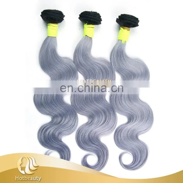 New 7A Brazilian Vrigin Remy Ombre Human Gray Hair Bundle Two Tone Colors Curly Hair Weave Weft Unprocessed Hair photo-2
