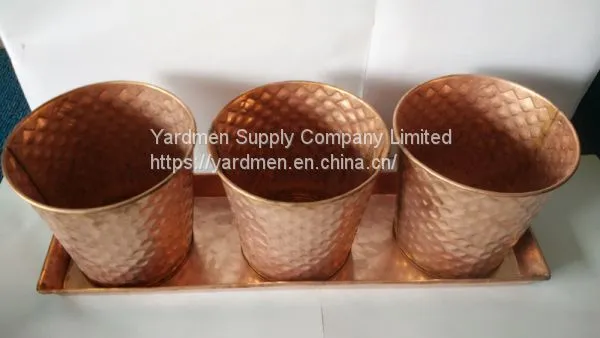 2018 Copper Painting Finish of Iron Flower Pot With Handle photo-2