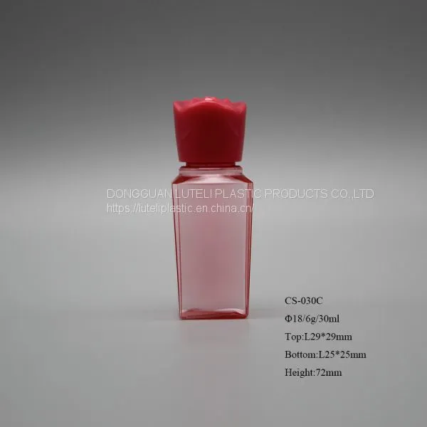30ml Small Customized Color PETG Plastic Skin Care Lotion Square Bottle With Inner Plug and Screw Rose Cap photo-2