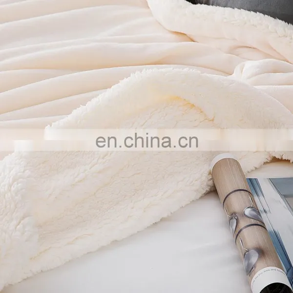 Super Cream Tapestry Big King Size Microfiber Thick Sherpa Blanket For Sale photo-4