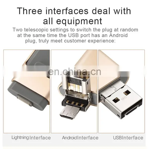 2019 New Product 3 in 1 64G Mobile Phone Custom Otg USB Flash Drive for Iphone 5 6 6s 7 7plus IOS / Android photo-2