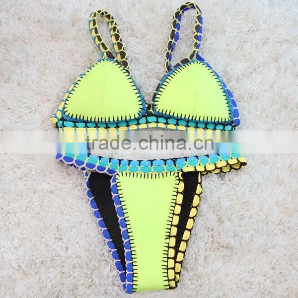 2016 Best Selling Colorfull Neoprene Sexy European Style Bikinis Women's Bikini Style photo-5