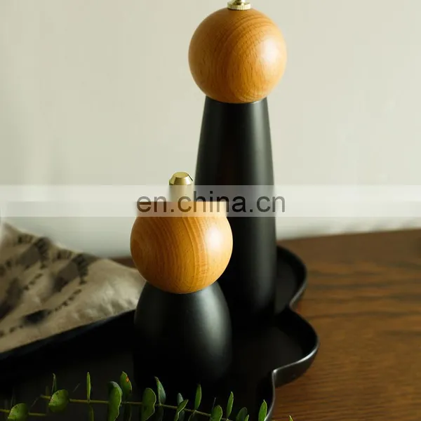 Manufacturing 2022 Wooden Kitchen Table Black Machine Stainless Steel Mill Manual Salt Pepper Grinder photo-2