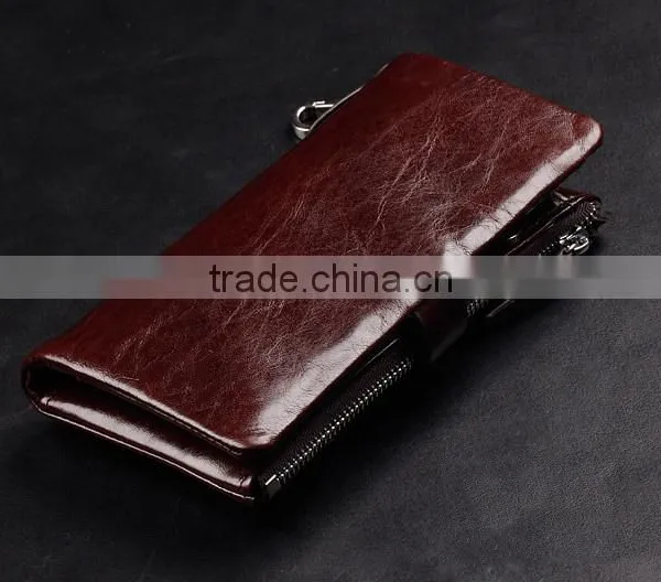 Top Oil Wax Cowhide Leather Car Key Case Key Holder for Men Multi-functional Wallet With Wristlet photo-4