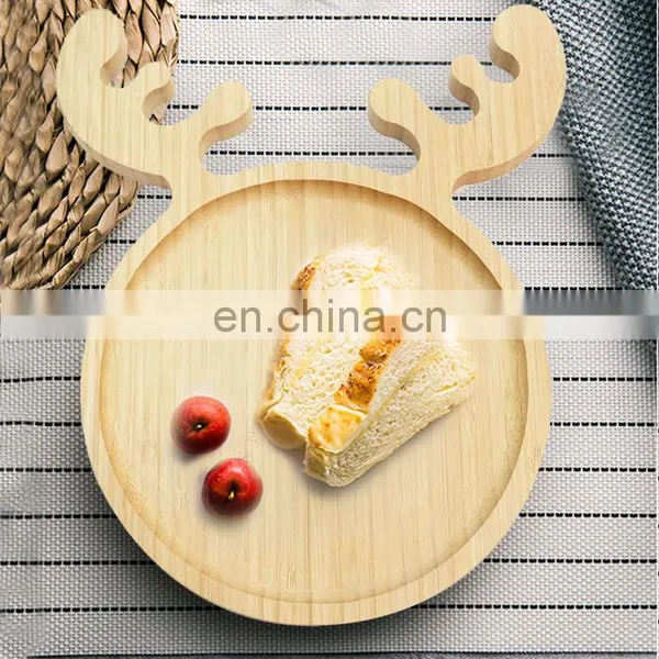 Hot-selling Cute Christmas Elk Antler Environmental High Quality Beech Food Plate photo-4