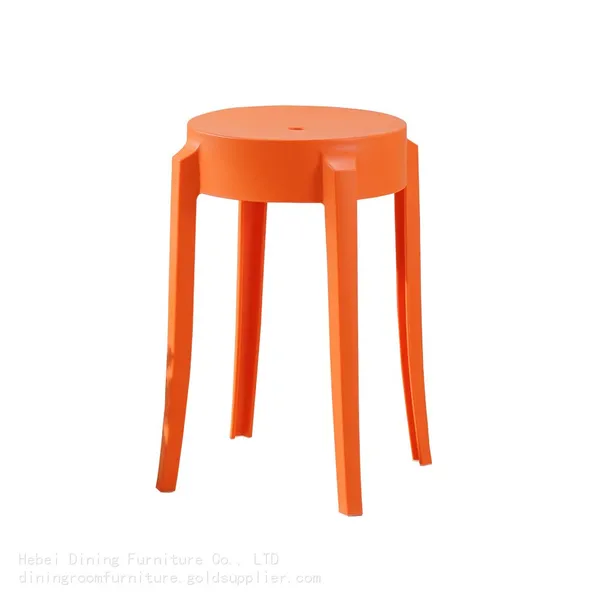 Orange Plastic Dining Chairs Backless DC-N16