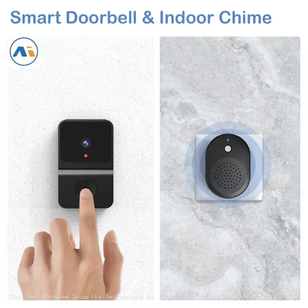 Ringsee Smart Ring Camera Doorbell Battery Video Doorbell Audio Intercom Wireless Door Chimes for Business Home Office Store photo-3