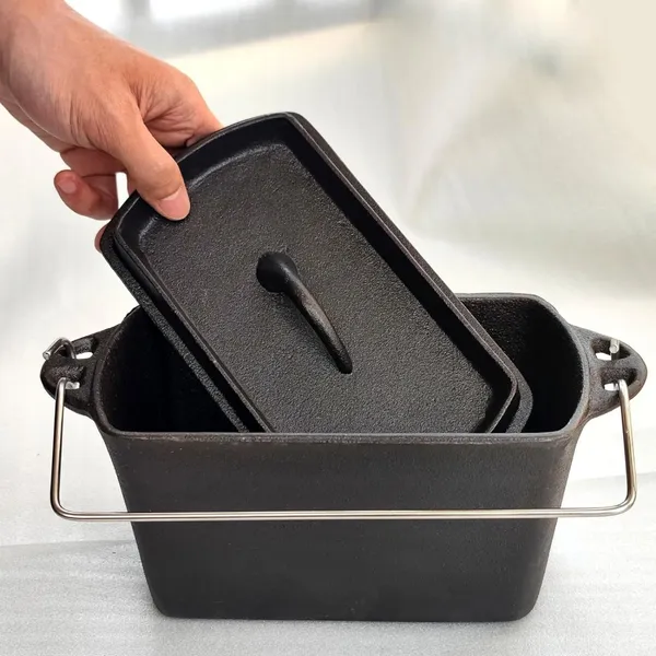 Cast Iron Bread Pan With Lid, Loaf Pans 2-Piece Set for Baking Homemade Meatloaf photo-2