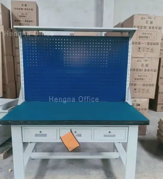Modular Heavy Duty Metal Workbench for Assembly Line, Overhead LED Support & Tool Hanging System for Electronic Factory, OEM/ODM Supported